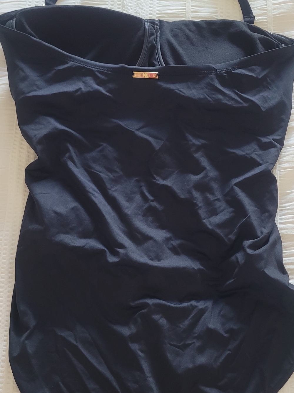 Ralph Lauren Black Ruched One-Piece Swimsuit - Picture 3 of 7